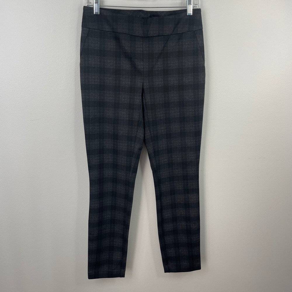 Hilary Radley Womens Grey Plaid Pull On Ankle Pants Size Small D4332-E1542